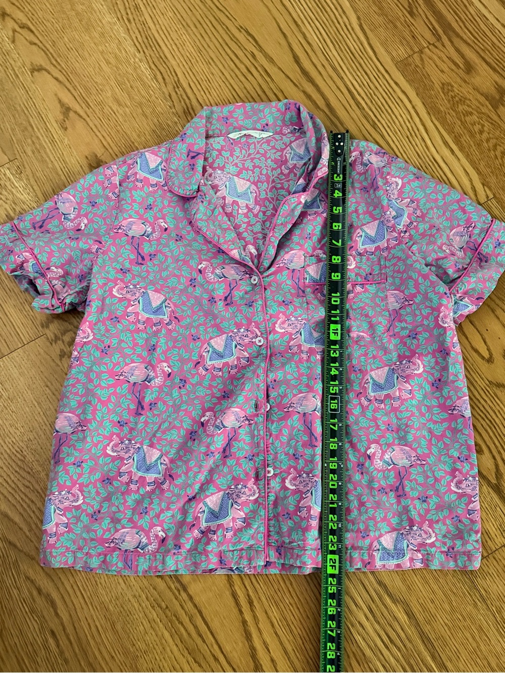 *PRINTFRESH Organic Cotton Elephant Flamingo Pajama Top Pink Tropical Lounge - Picture 3 of 8